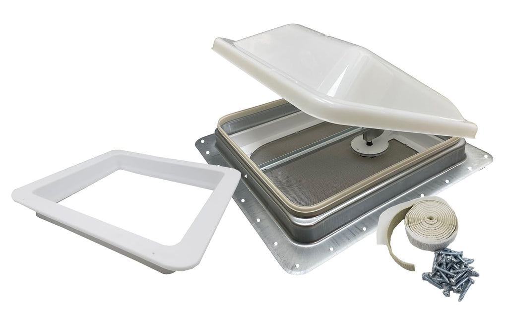 Non Powered RV Roof Vent White Lid O1805