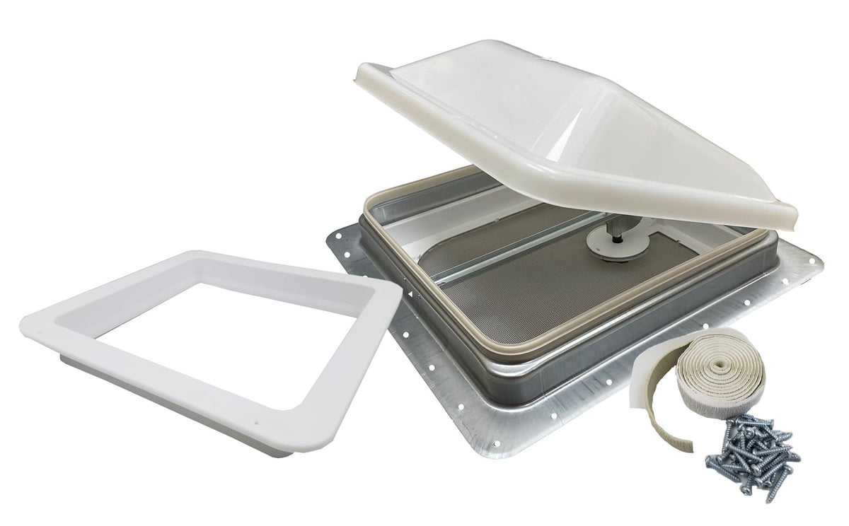 Non Powered RV Roof Vent White Lid O1805