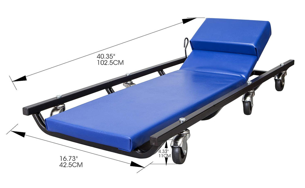 40" Padded Mechanic Creeper with 6 Casters, Blue T878384