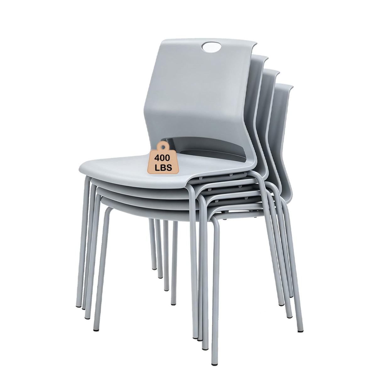 Grey Stacking Guest Chairs Set of 4 H655