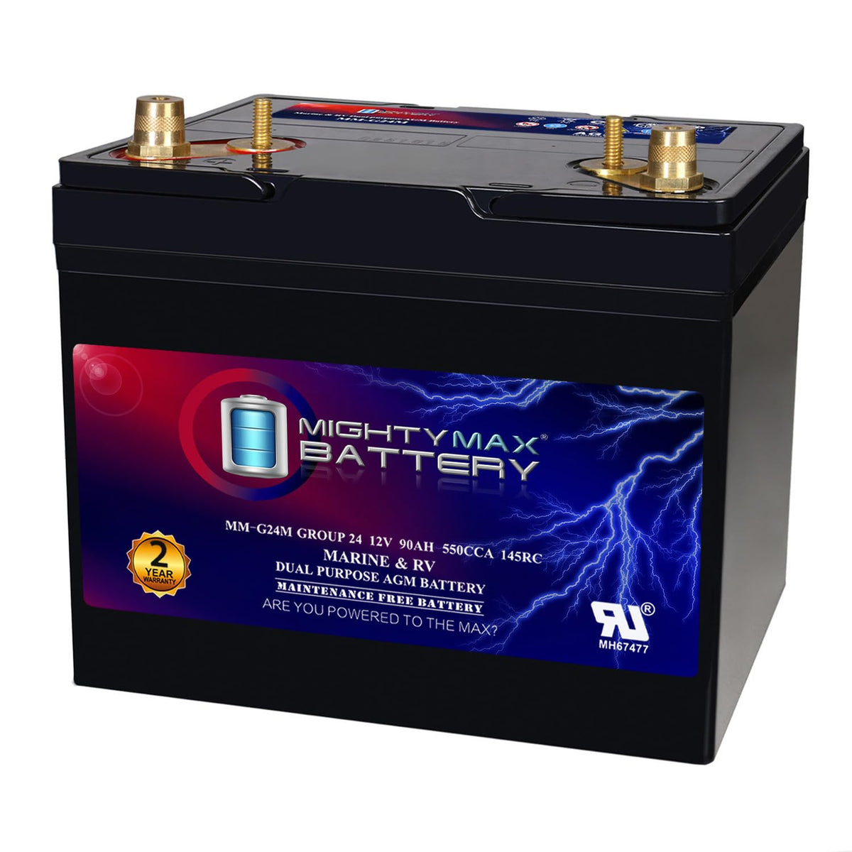 12V 90Ah Group Size 24M Deep-Cycle AGM Battery H97665