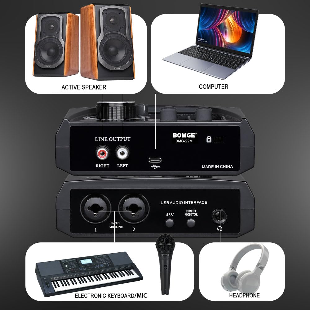 2 Channel USB Audio Interface with XLR 48V Phantom Power J3487