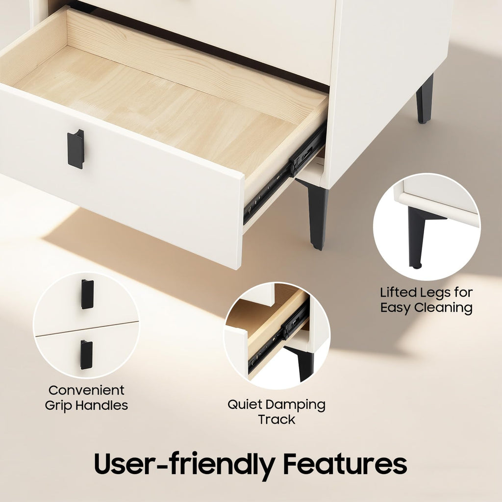 3 Drawer Smart Nightstand with Bluetooth Speaker USB Charging H344