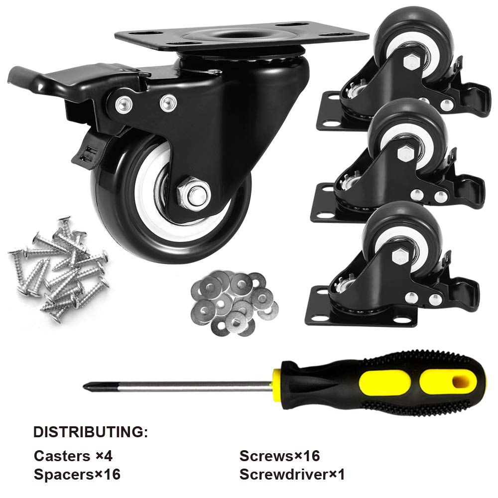 2" Caster Wheels Set of 4 with Brake O526