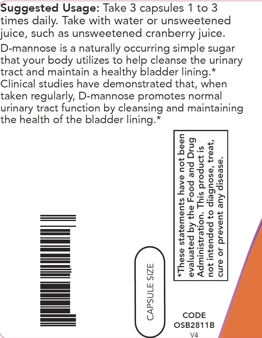D-Mannose 500 mg 300 Capsules Vegan Supplement B75170