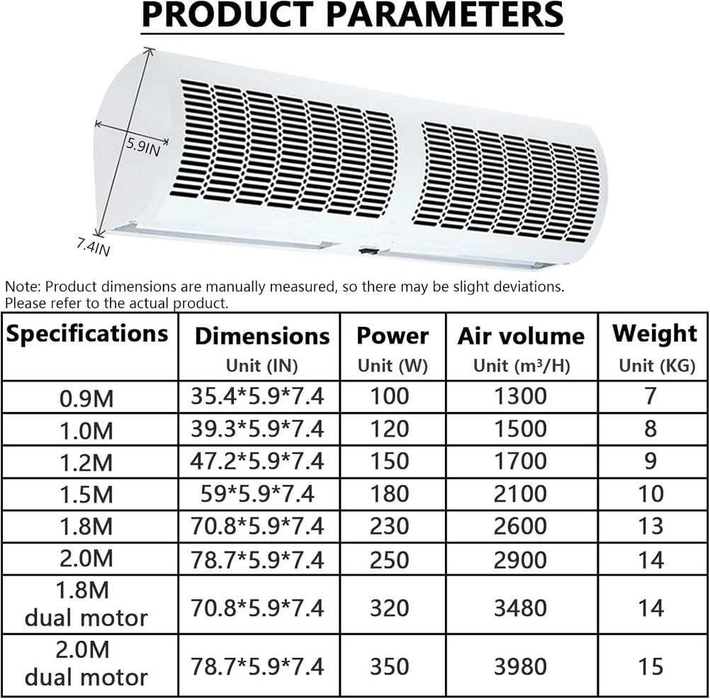 Wall Mounted Air Curtain, 2-Speed with Remote Control O991