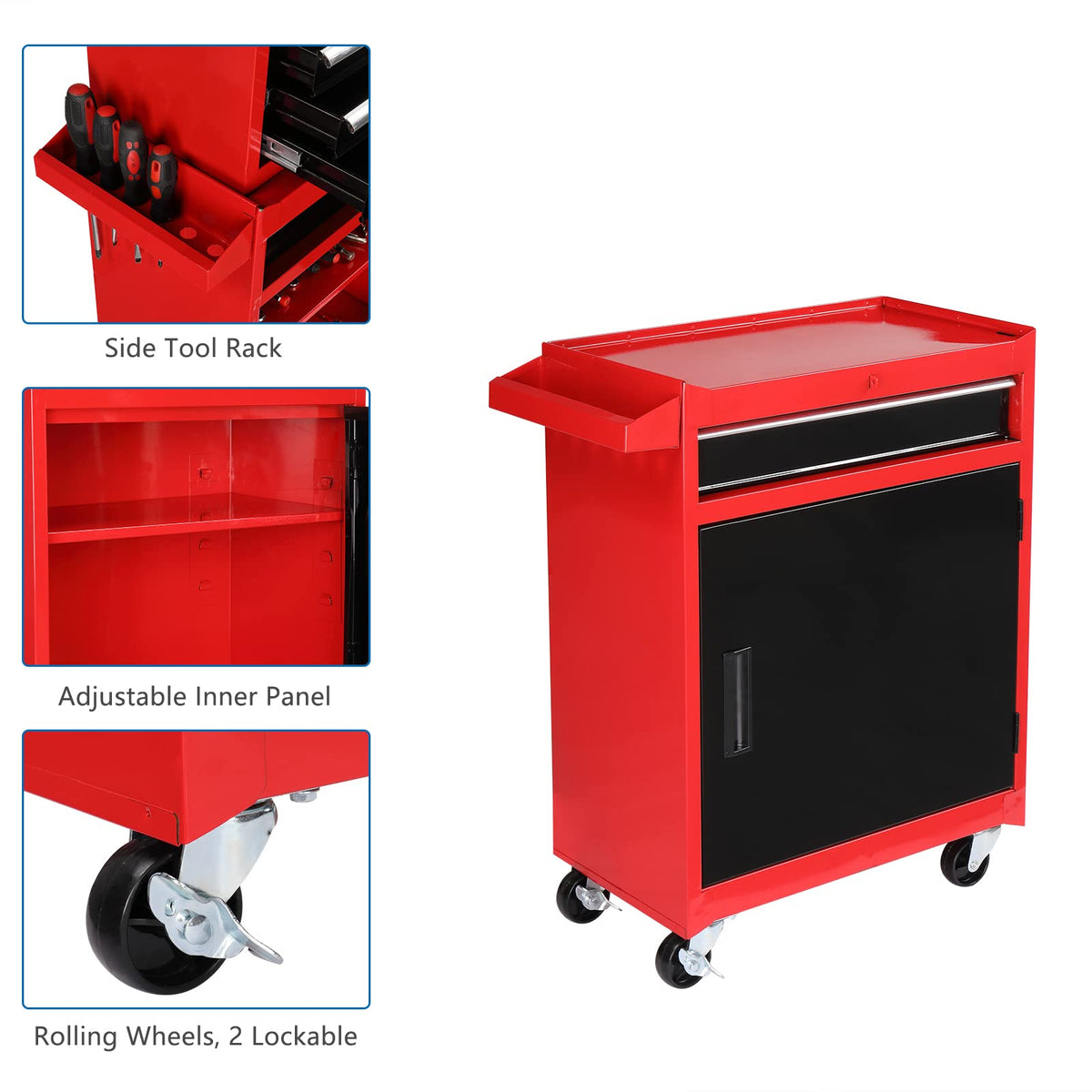 5 Drawer Rolling Tool Chest with Lockable Wheels Q4061
