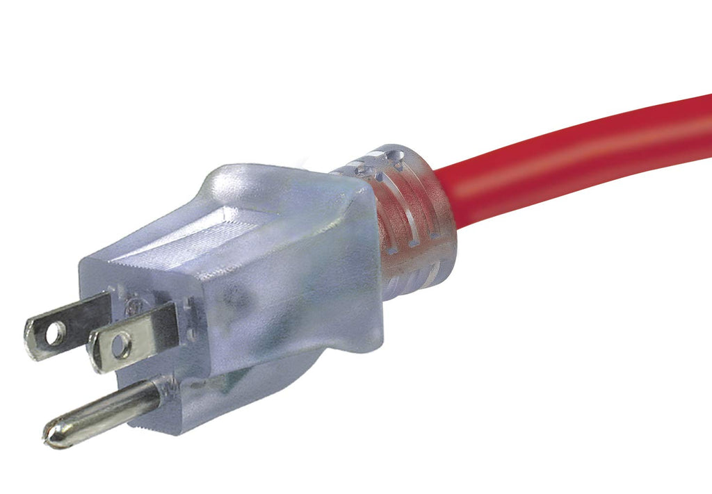 100-Foot 12/3 SJTW Outdoor Extension Cord with Light Indicator, Neon Red R677