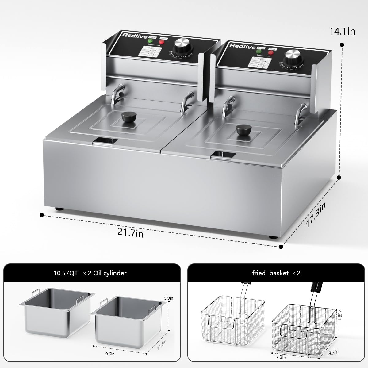 Commercial Deep Fryer with Double Baskets S71575