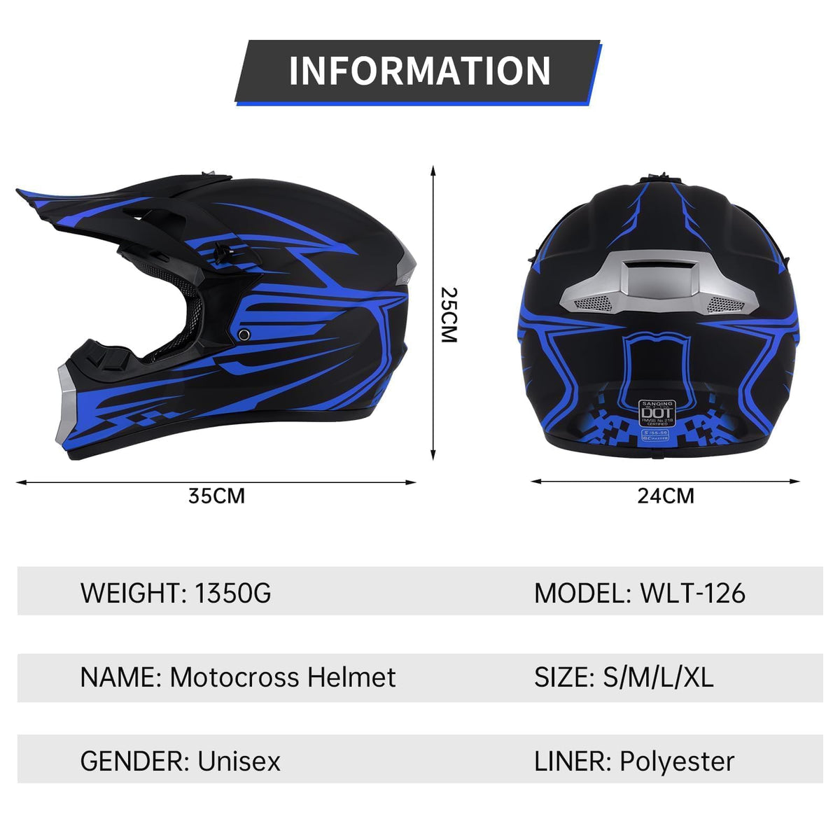 Youth Kids DOT Approved Full Face Motocross Helmet I270