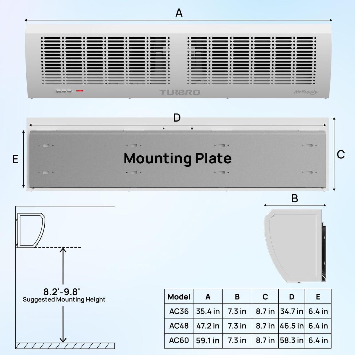 36-Inch Wall-Mounted Air Curtain Fan T42049
