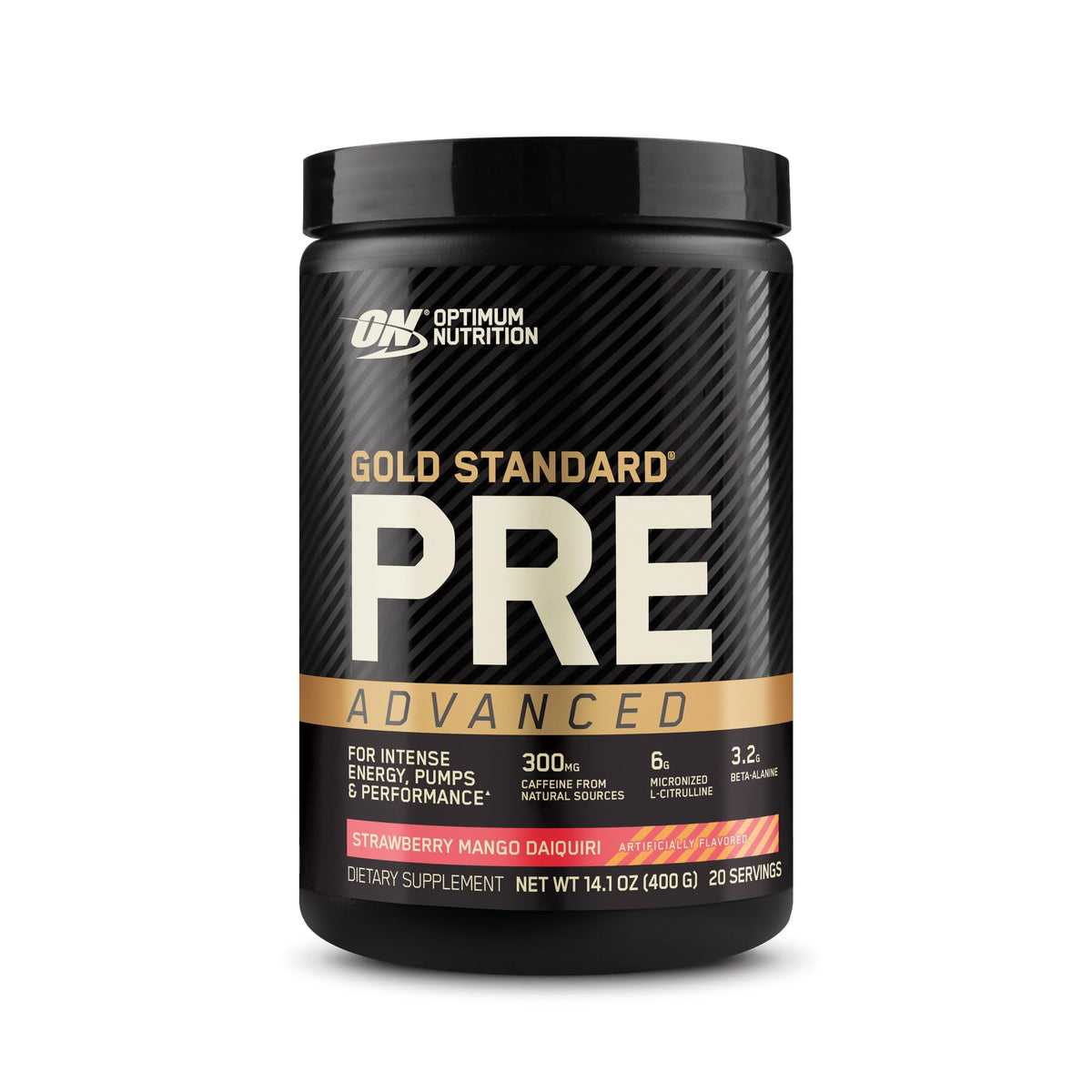 Pre Workout with Creatine Beta-Alanine L-Citrulline and Caffeine, Strawberry Mango Daiquiri, 20 Servings K905