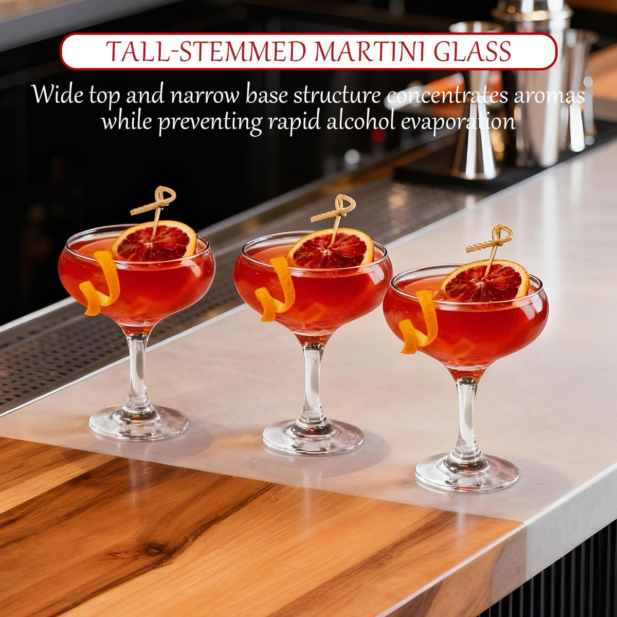 Clear 5.07 oz Stemmed Cocktail Glasses Set of 6 V550978