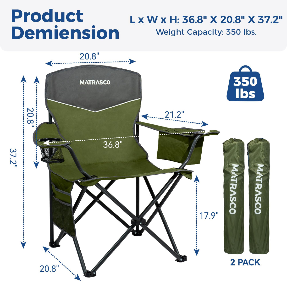 Green 2 Pack Folding Camping Chairs X853315