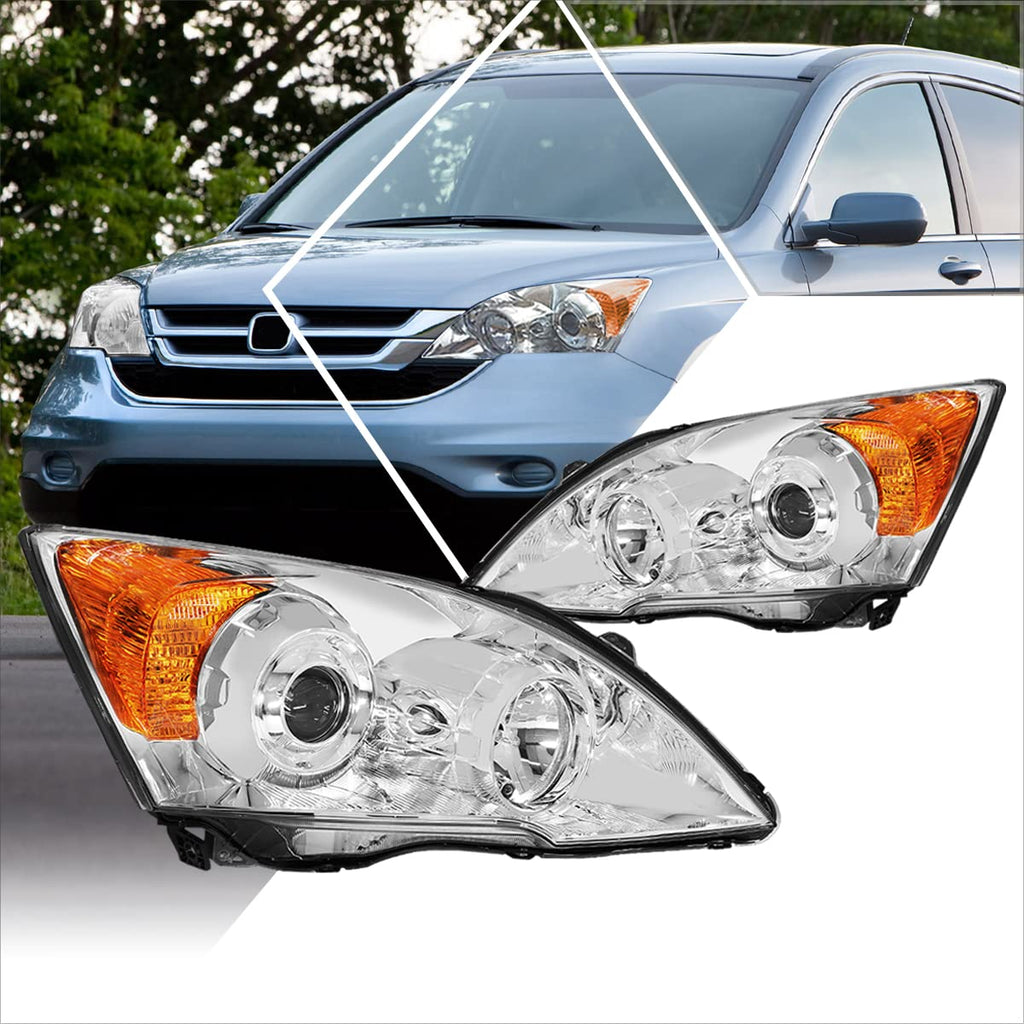 Projector Headlights Assembly with Chrome Housing Amber Corner P5991
