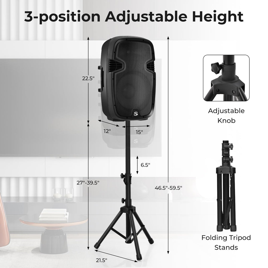 12" 2000W Portable 2-Way Powered PA Speaker System Combo Set Q812