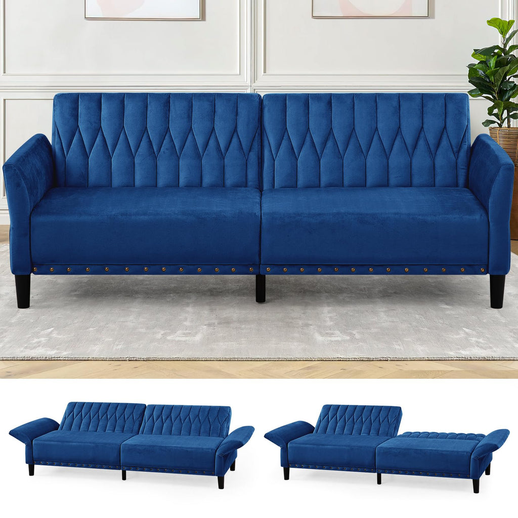 Blue Velvet Sofa Bed Q398080