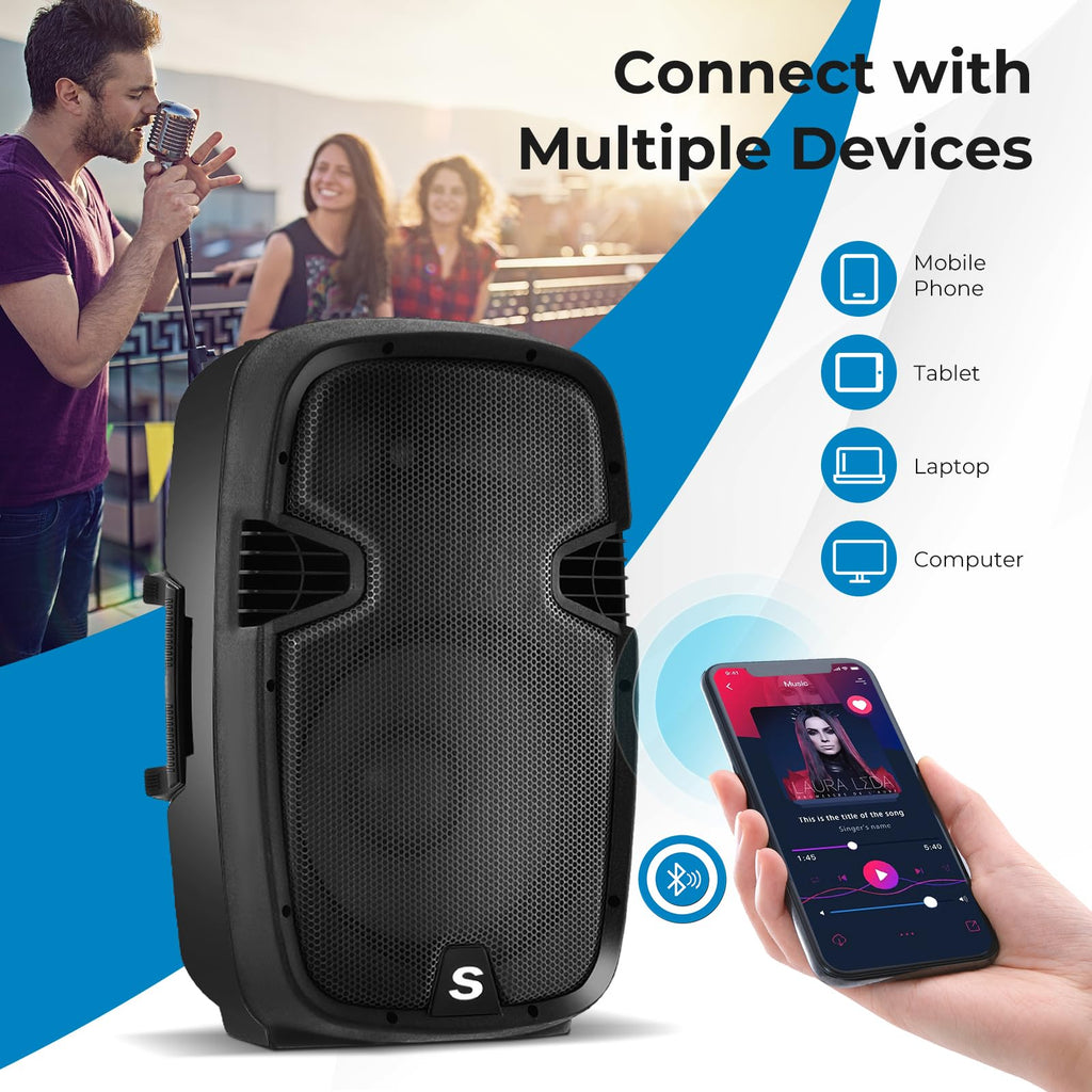 12" 2000W Portable 2-Way Powered PA Speaker System Combo Set Q812