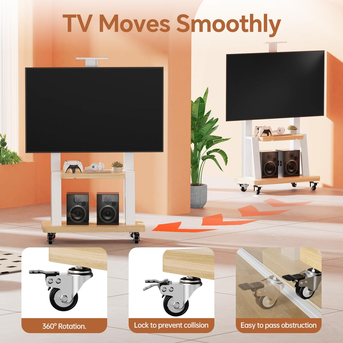 TV Stand on Wheels for 32-75 Inch TVs A49319