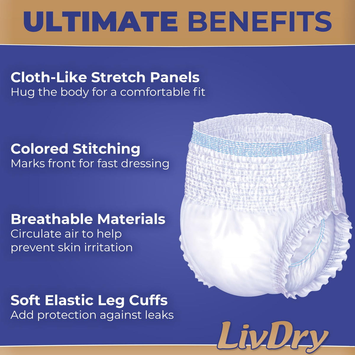 Adult Incontinence Underwear, Medium, 17-Pack B92210