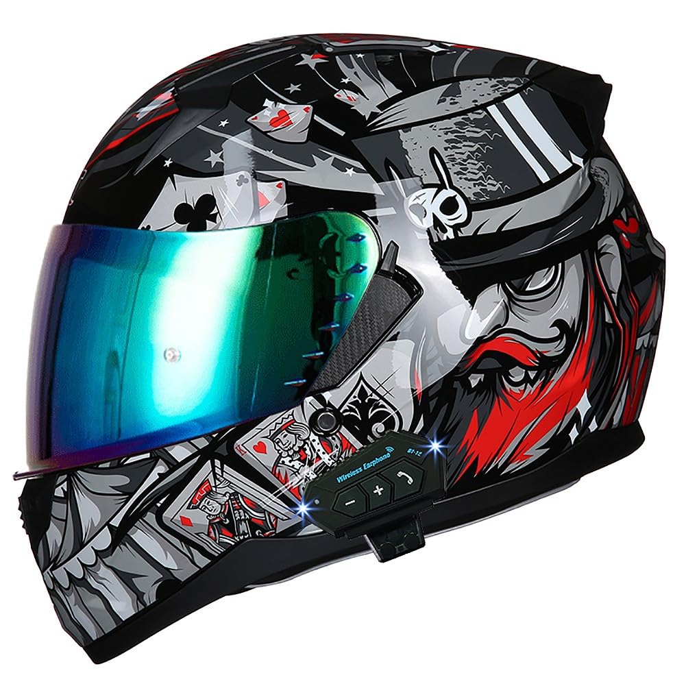 Bluetooth Motorcycle Helmet Anti-Fog Flip Up Full Face DOT Approved K737002
