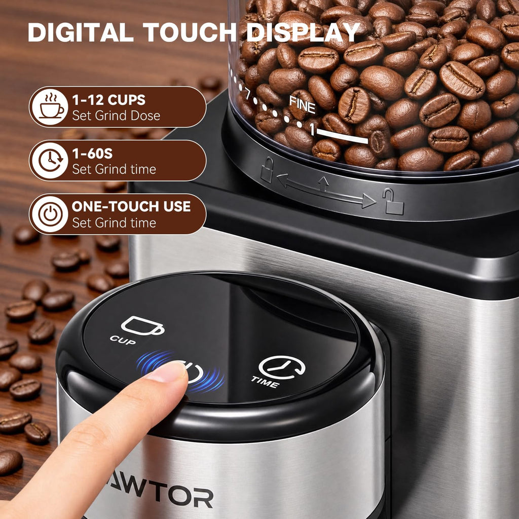 Conical Burr Coffee Bean Grinder, 25 Precise Settings, Anti-Static L43048