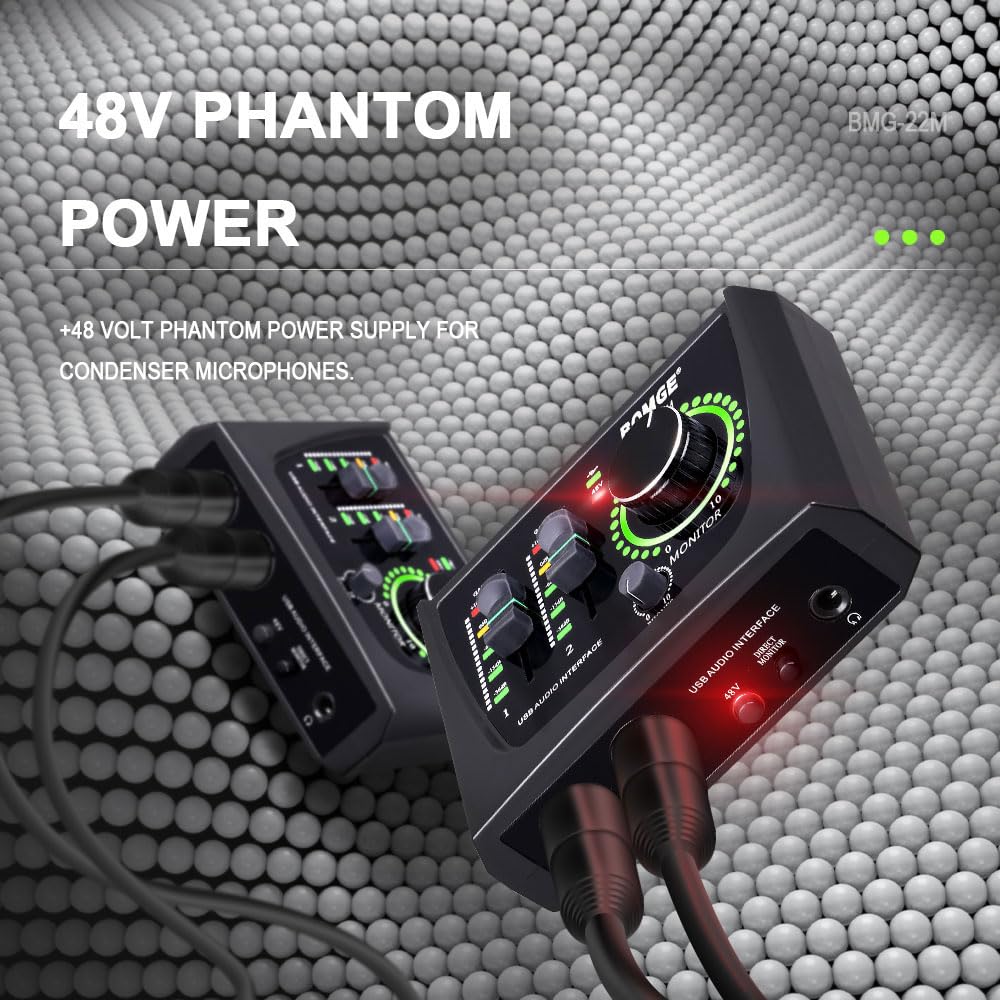 2 Channel USB Audio Interface with XLR 48V Phantom Power J3487
