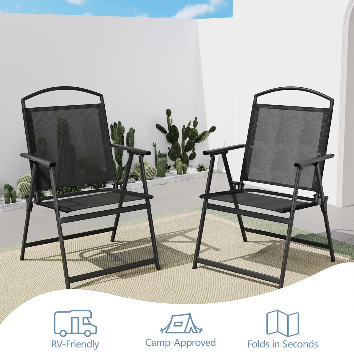 Folding Outdoor Chairs Set of 2 Black N562