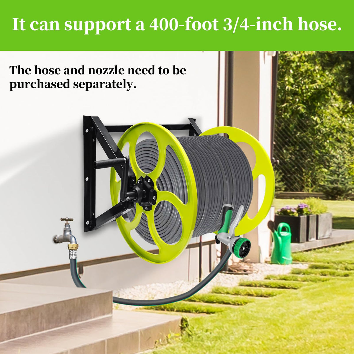 Wall Mount Garden Hose Reel 400FT U9595