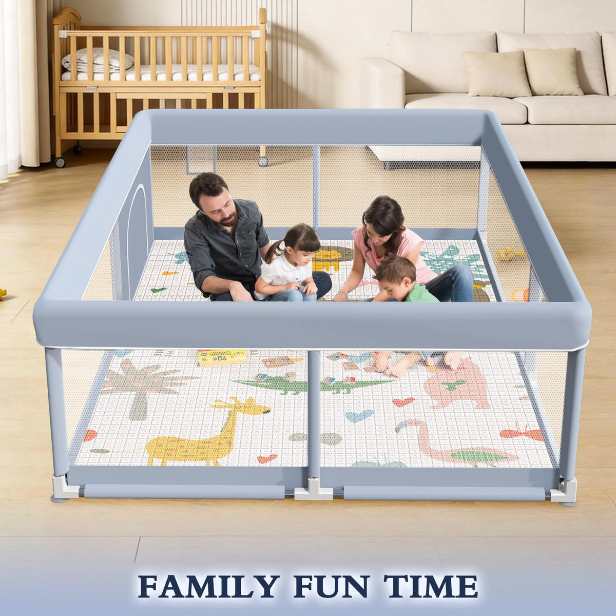 65 x 50 Inch Baby Playpen with Mat C59985