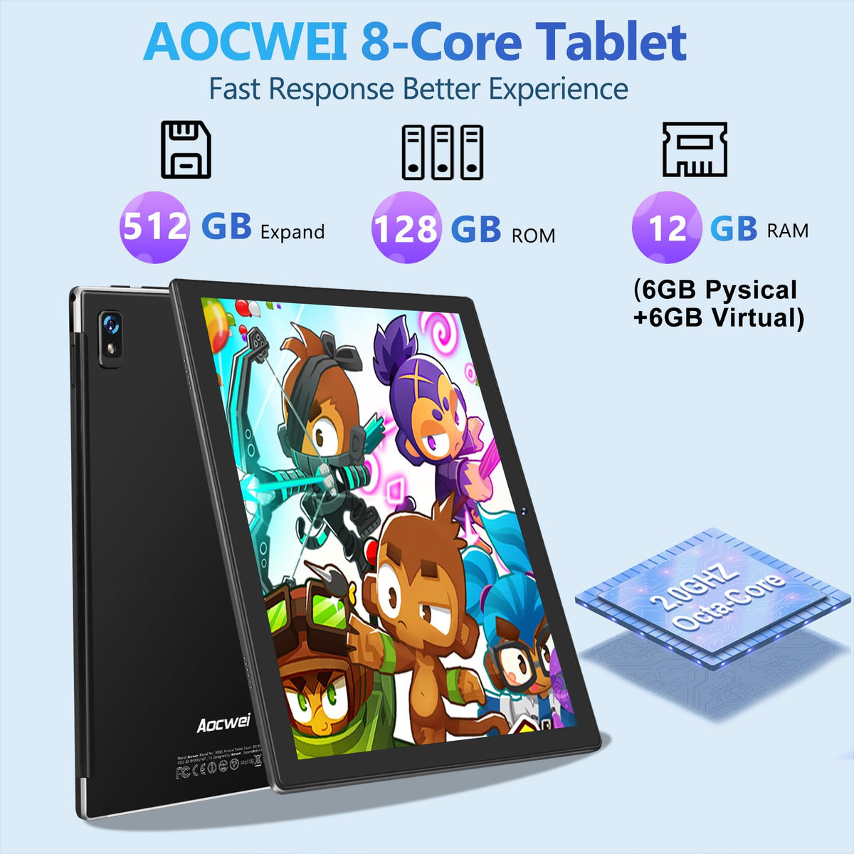 Black 12GB RAM 128GB ROM 10 Inch Android Tablet with Keyboard S847