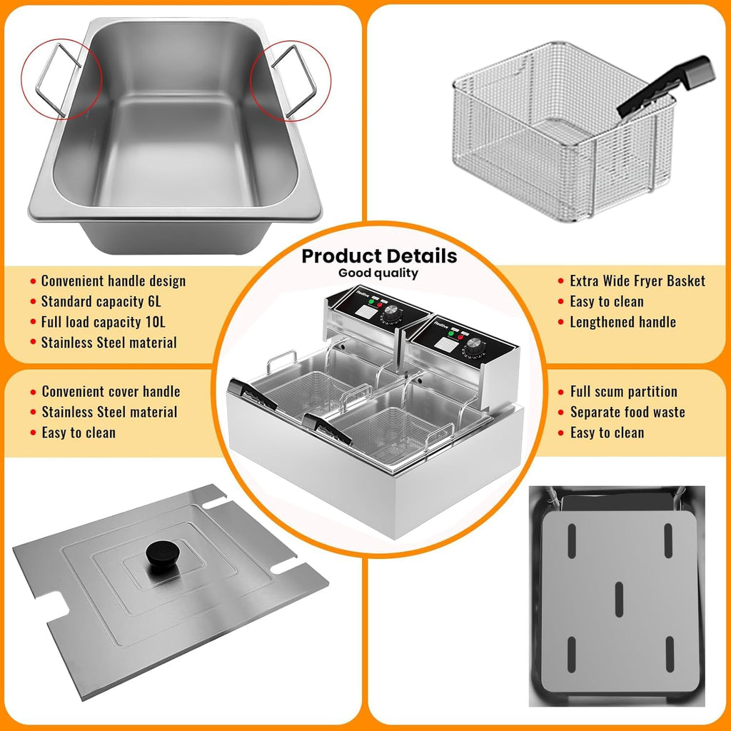 Commercial Deep Fryer with Double Baskets S71575