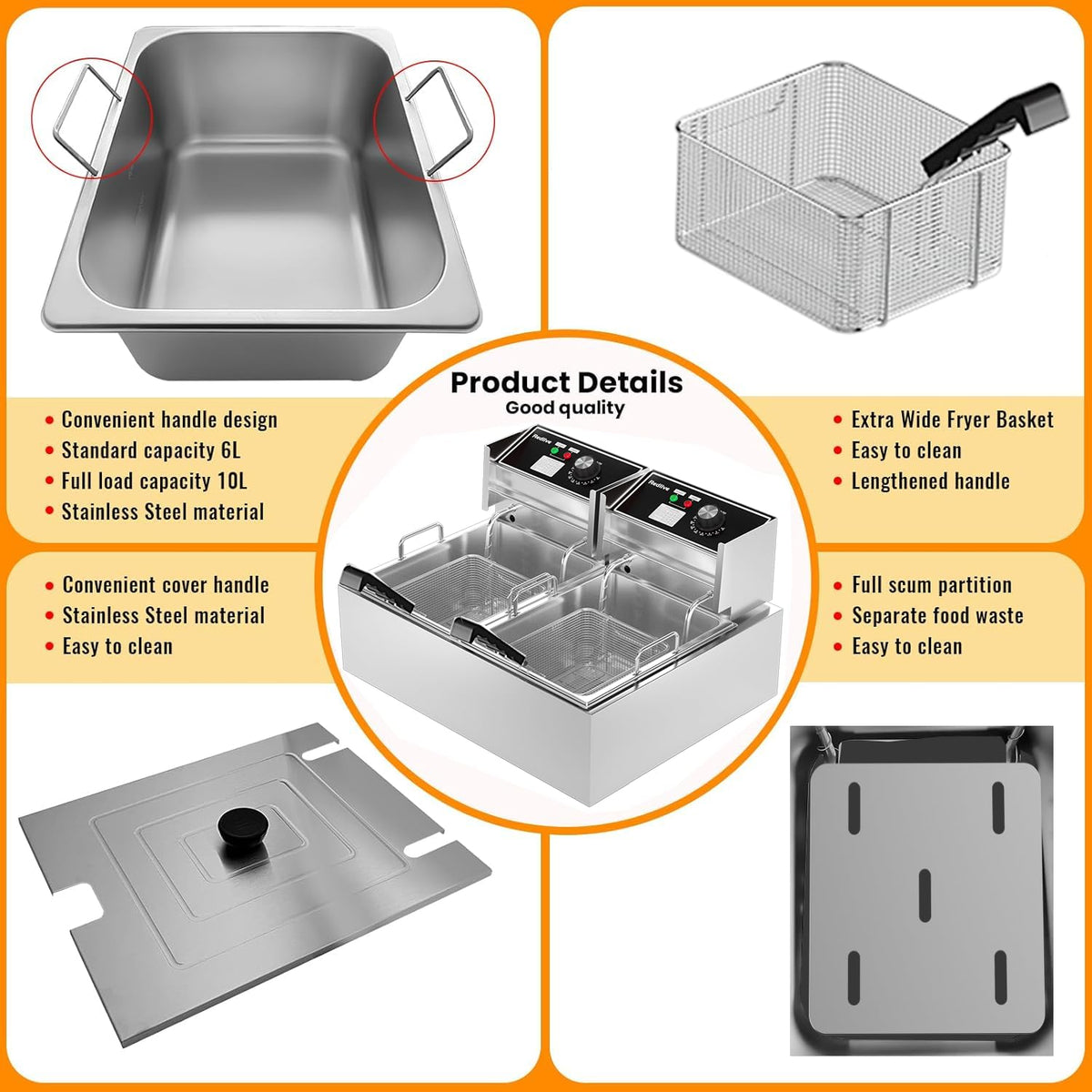 Commercial Deep Fryer with Double Baskets S71575