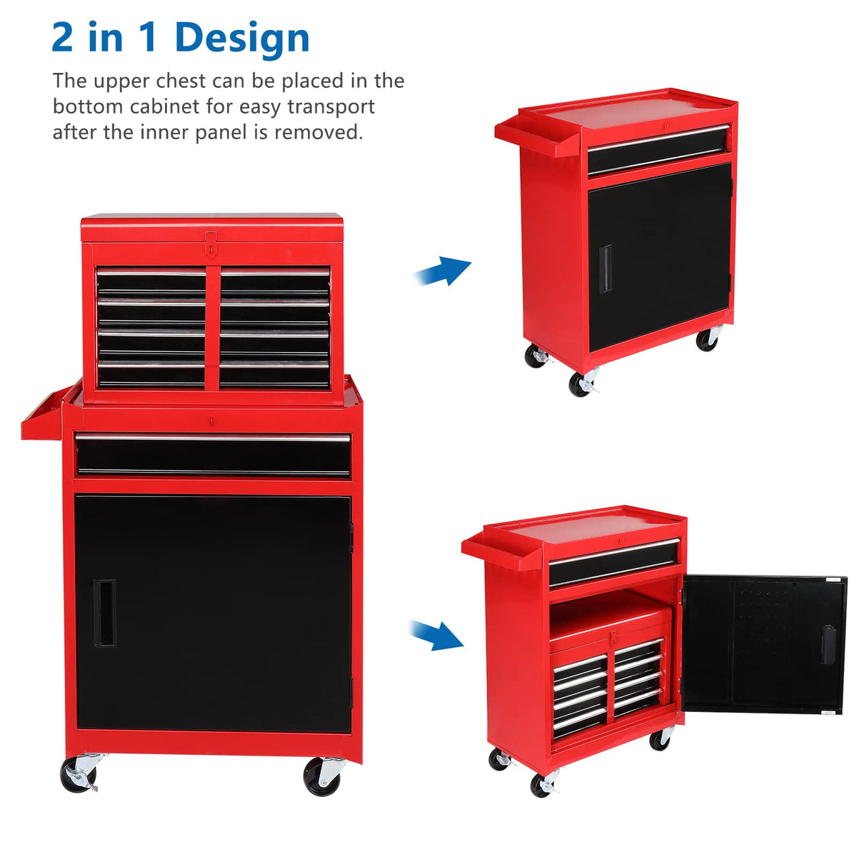5 Drawer Rolling Tool Chest with Lockable Wheels Q4061