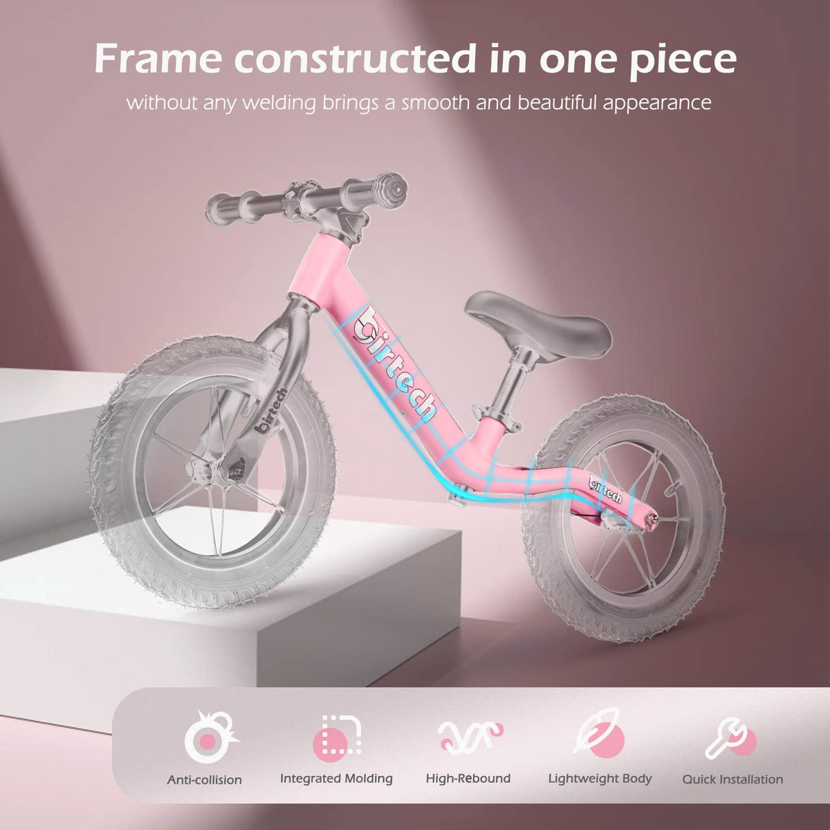 12" No Pedal Balance Bike with Inflatable Rubber Tires C39664
