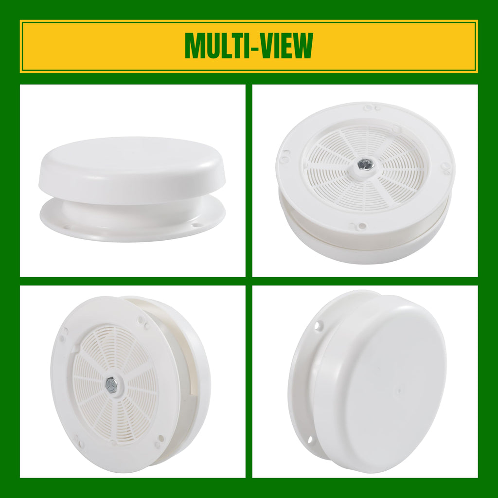 White RV Roof Mushroom Vent with Water Cover Guard Cap I887