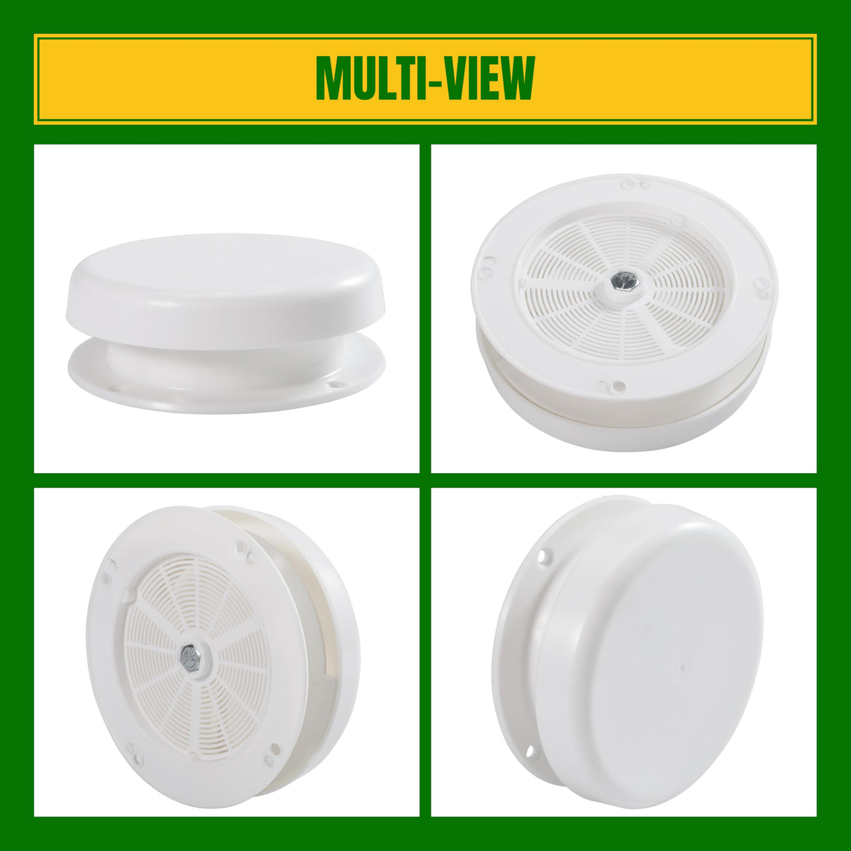 White RV Roof Mushroom Vent with Water Cover Guard Cap I887