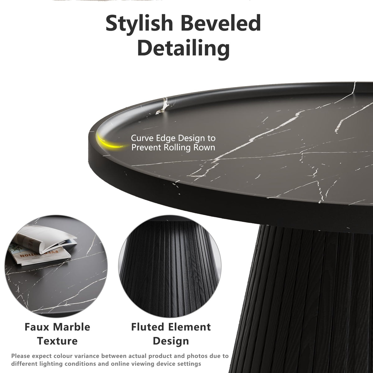 Black Marble Veneer Nesting Coffee Table Set of 2 O5983