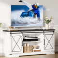 White Rustic Farmhouse TV Stand with Sliding Barn Doors L244255