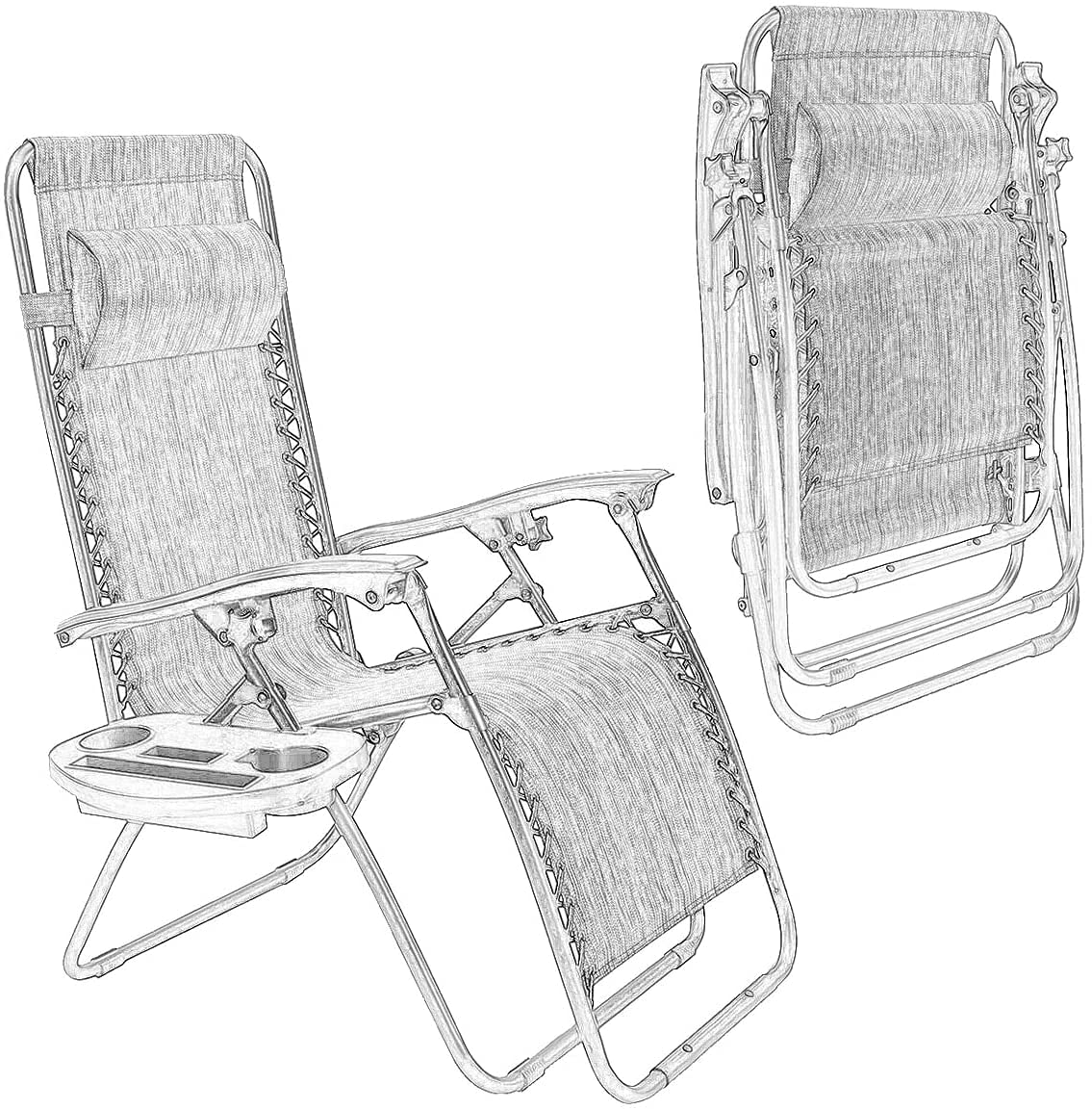 Set of 2 Zero Gravity Folding Lounge Chair with Cup Holder L4022