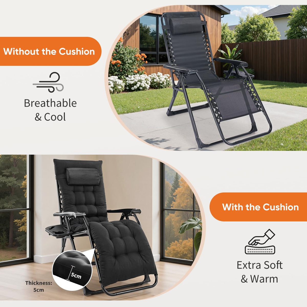 Zero Gravity Chair with Cup Holder Tray I5058