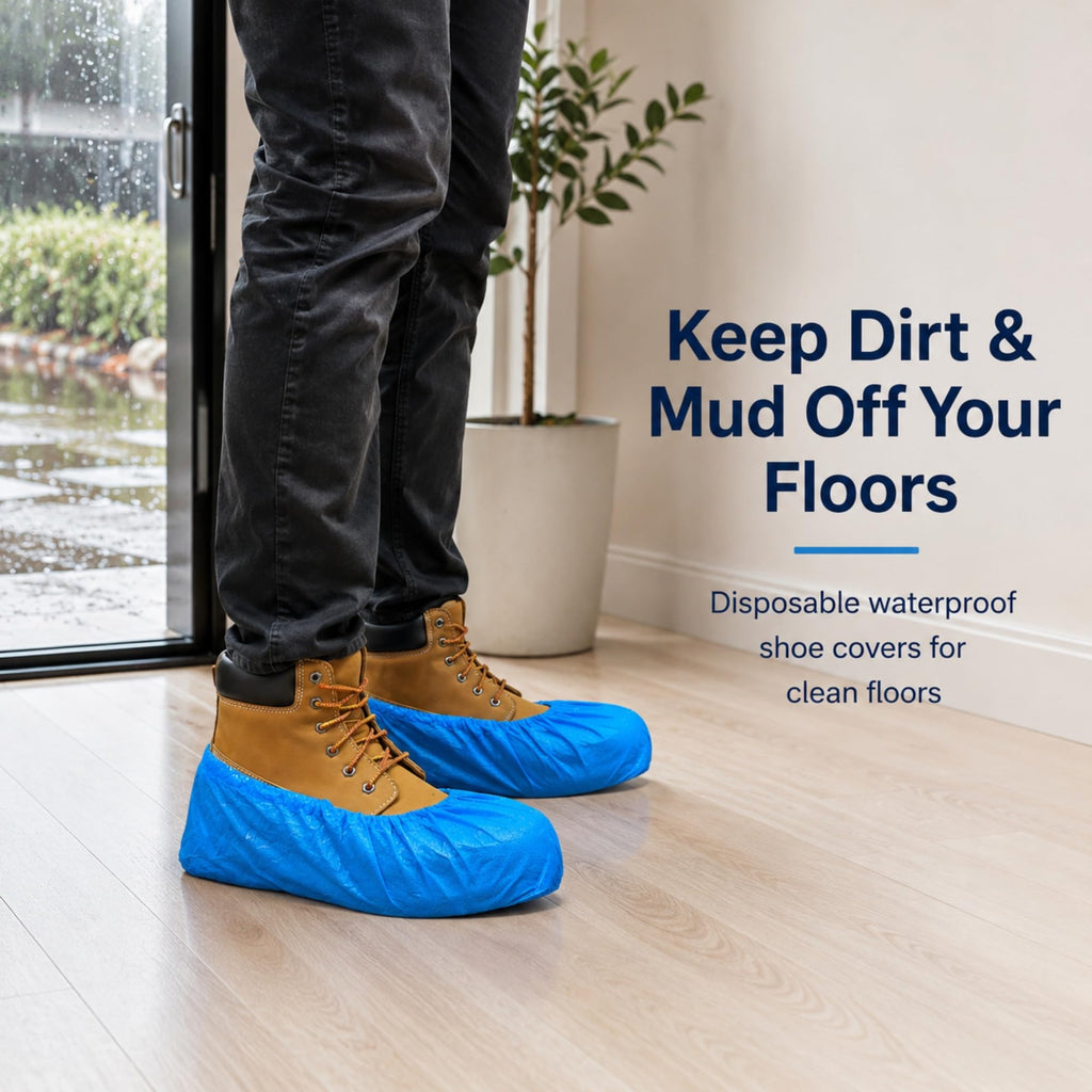 Blue Waterproof Disposable XL Shoe Covers J3899