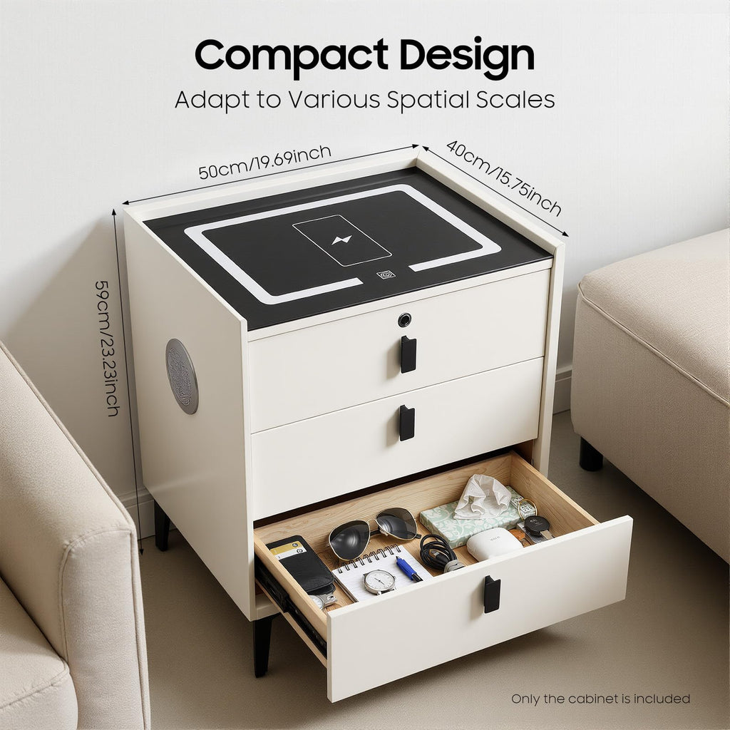 3 Drawer Smart Nightstand with Bluetooth Speaker USB Charging H344