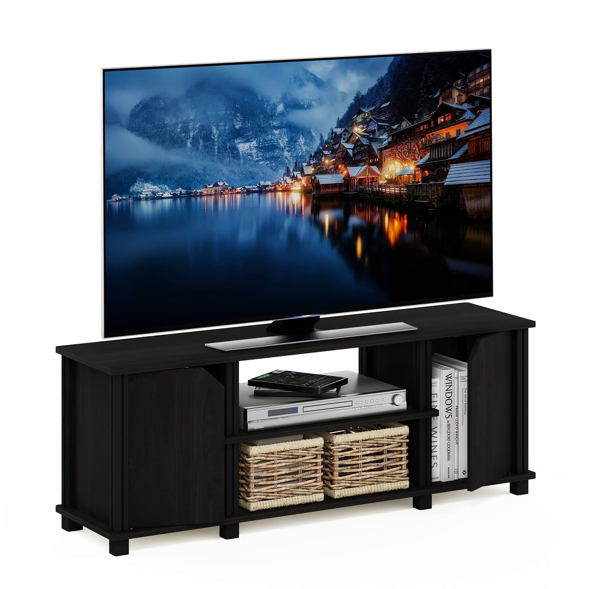 3-Tier Open Shelf TV Stand with Cabinets D26309