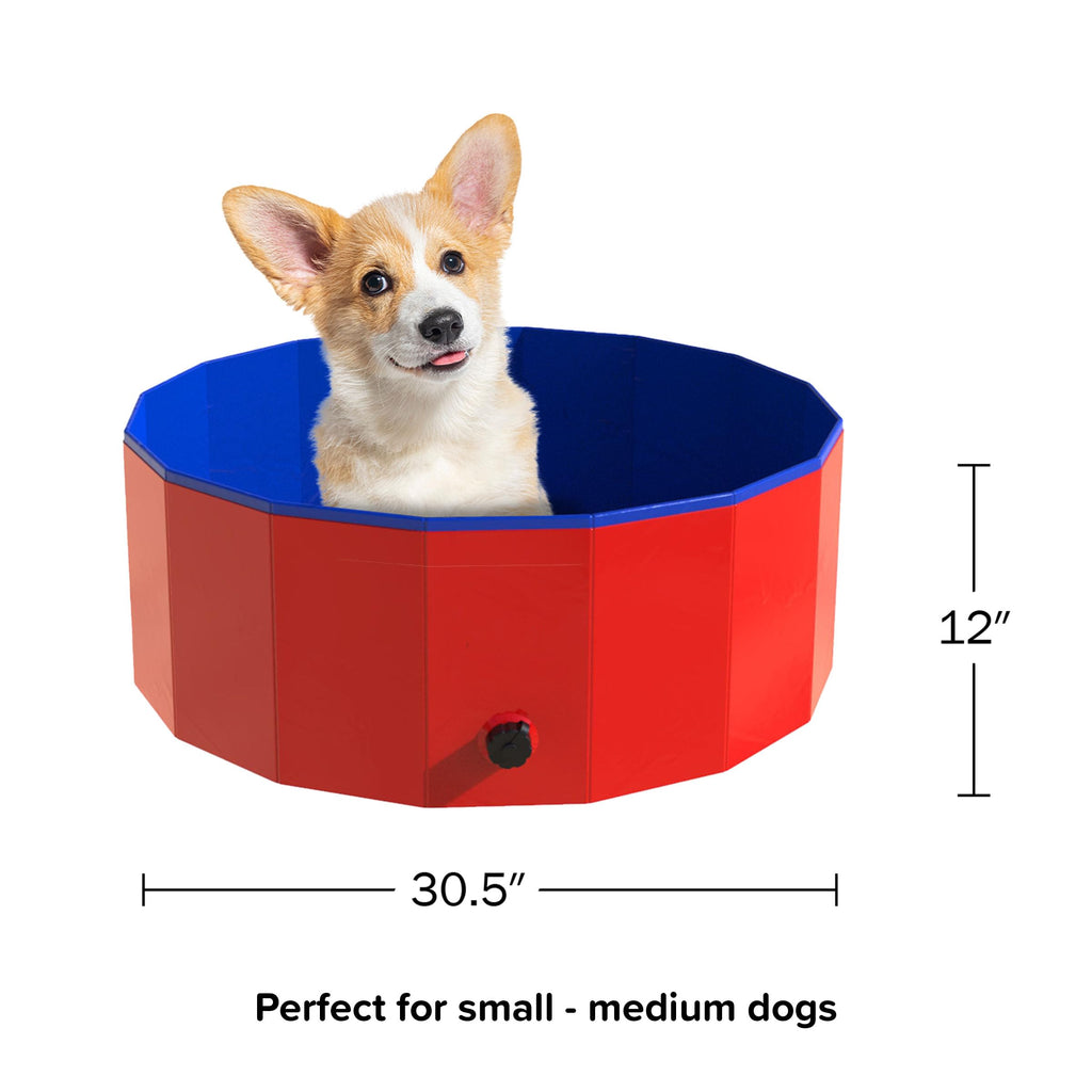 Foldable 30.5x12in PVC Dog Pool with Drain E2872