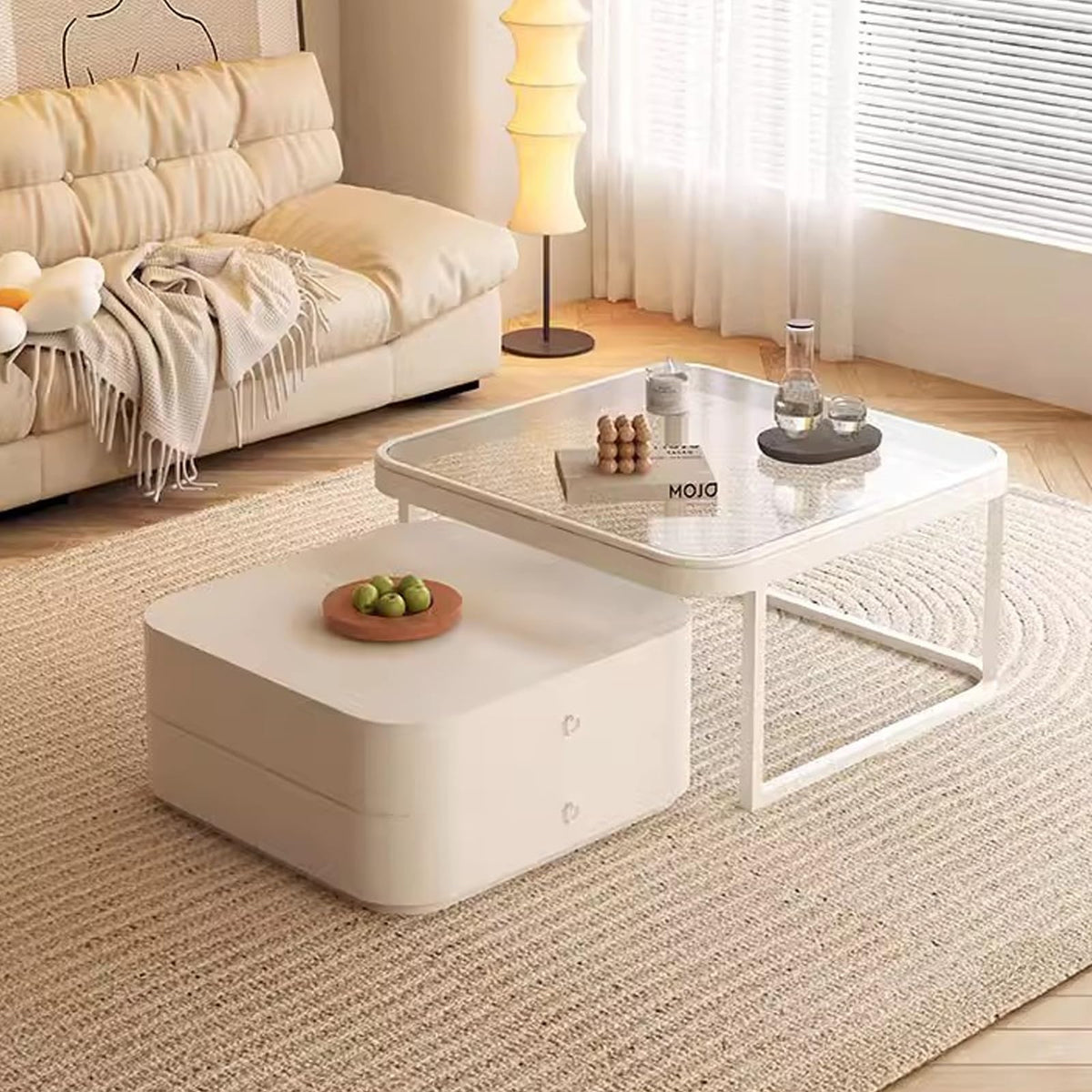 Brown Square Glass Nesting Coffee Table Set of 2 B864233