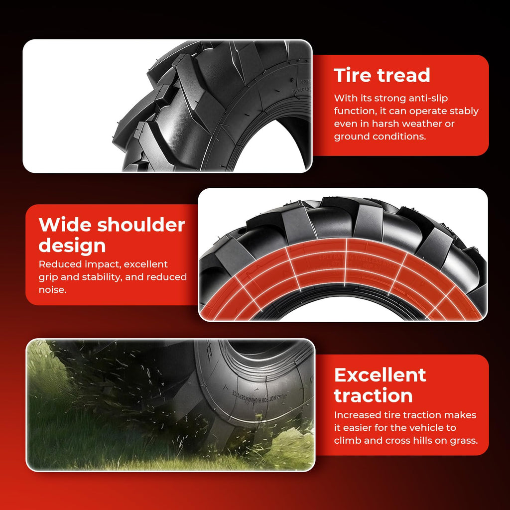 4.80x4.00x8 Lawn & Garden Mower Tires, Set of 2, 4 Ply Tubeless G910597