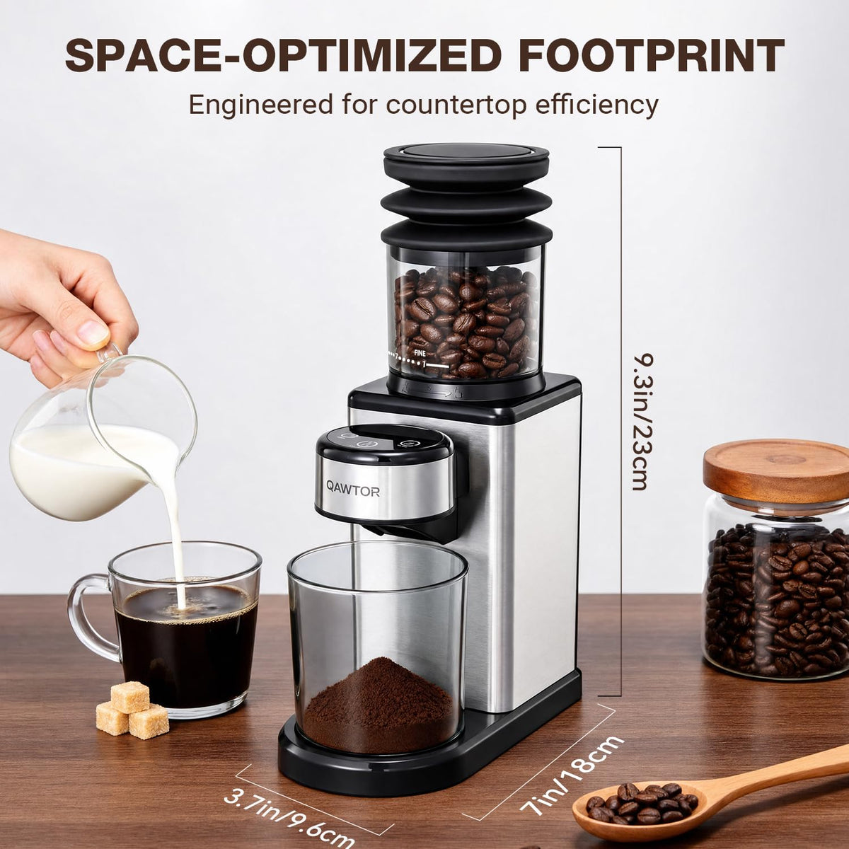 Conical Burr Coffee Bean Grinder, 25 Precise Settings, Anti-Static L43048