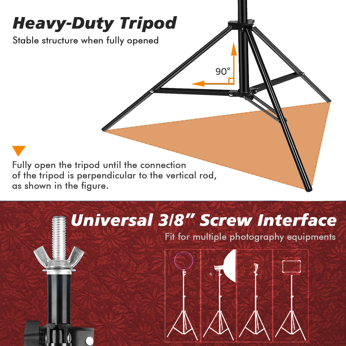 8.5 x 10ft Adjustable Backdrop Stand Support Kit with Sandbag, Clamp and Carry Bag E221