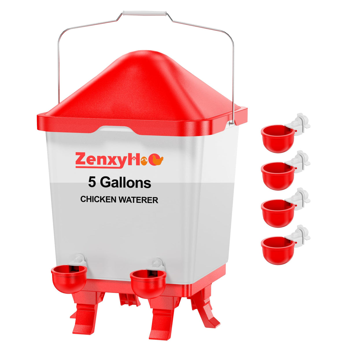 5.0 Gal Chicken Waterer Bucket with 4 Cups K872